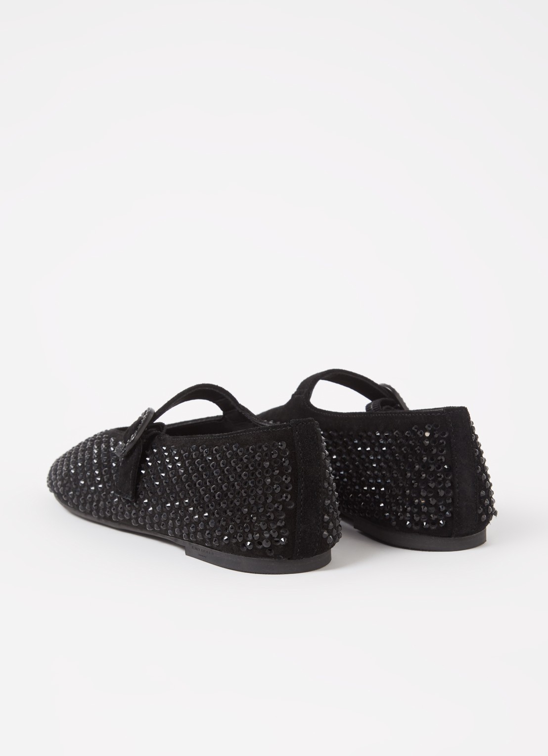 Kurt Geiger Mayfair ballerina van suède met strass - achterkant zwart