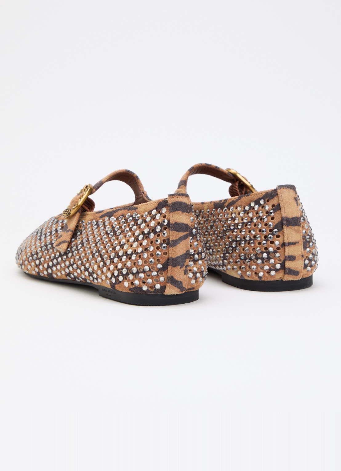 Kurt Geiger Mayfair ballerina van suède met strass - achterkant 2 camel