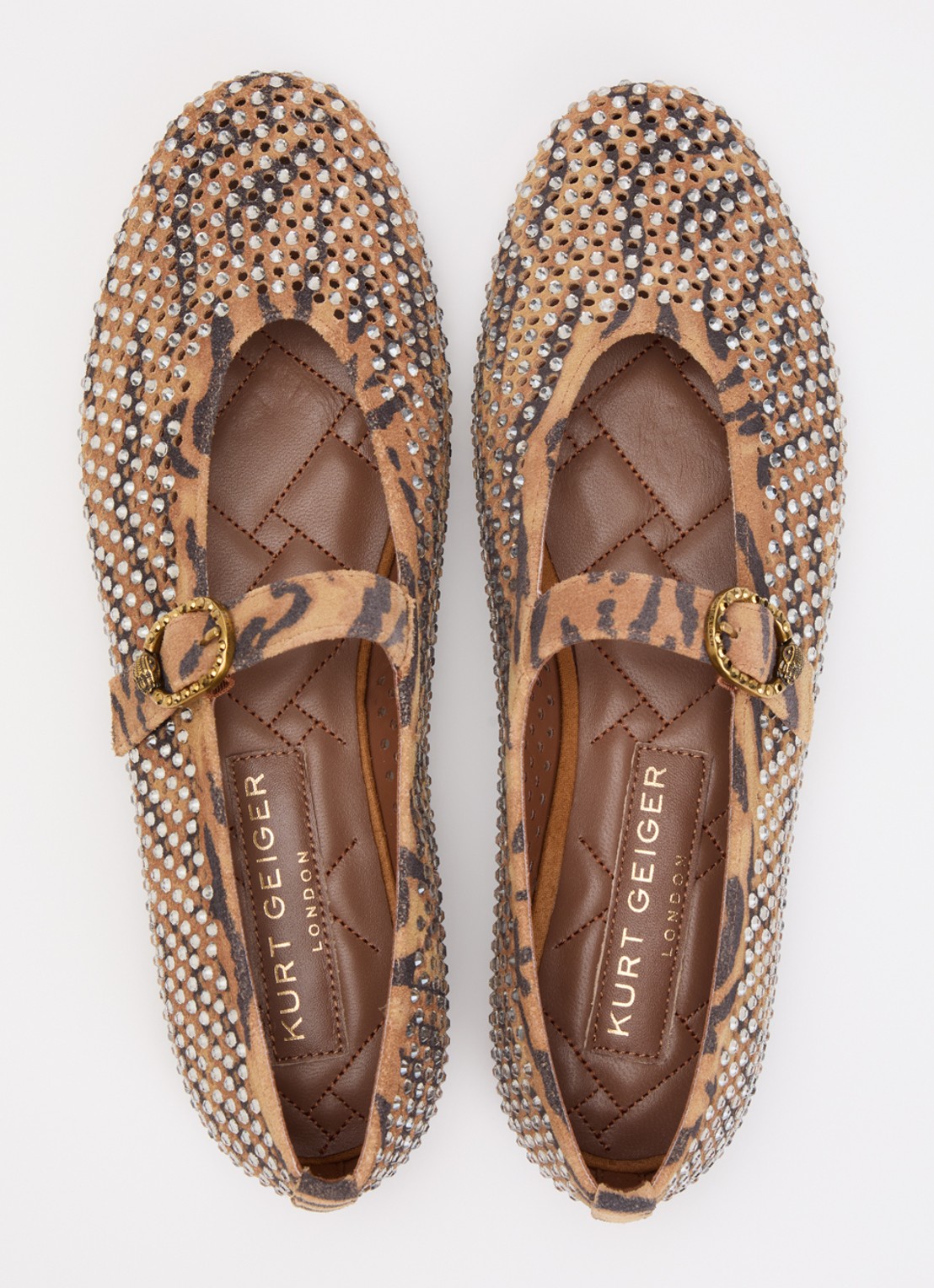 Kurt Geiger Mayfair ballerina van suède met strass - detail 4 camel