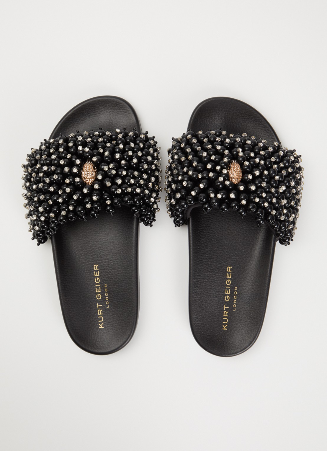 Kurt Geiger Meena Eagle slipper met strass - detail 4 zwart