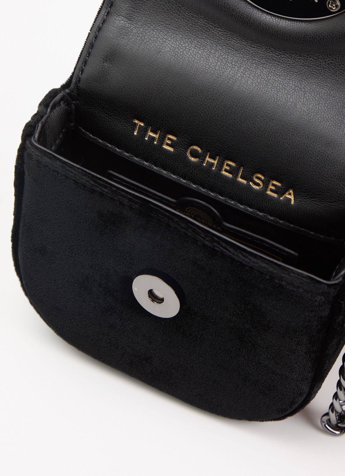 Kurt Geiger Micro Chelsea Saddle crossbodytas van fluweel met logo - detail 2 zwart