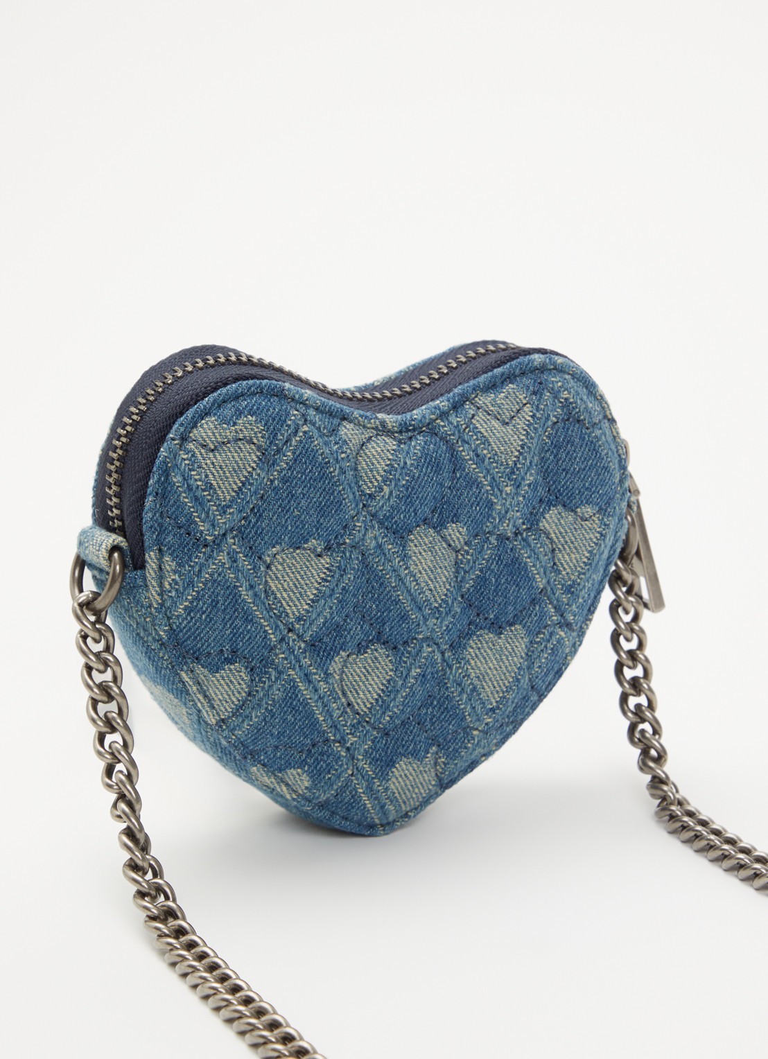 Kurt Geiger Micro Heart crossbodytas van denim met strass - achterkant 5 indigo