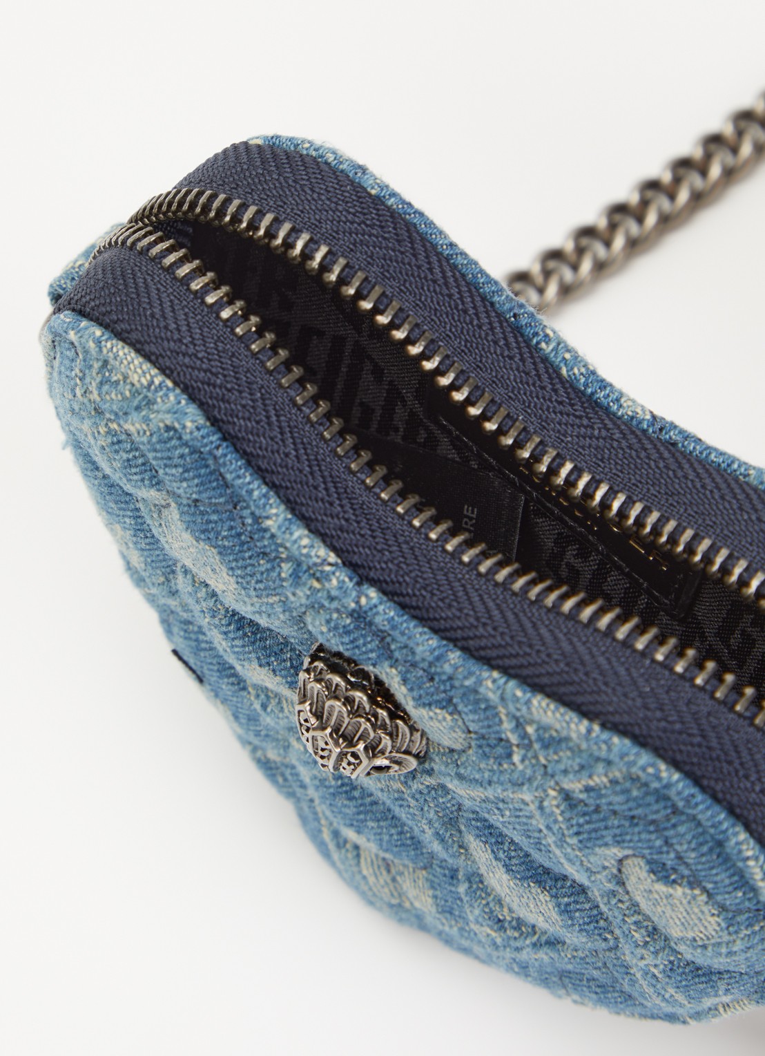 Kurt Geiger Micro Heart crossbodytas van denim met strass - detail indigo