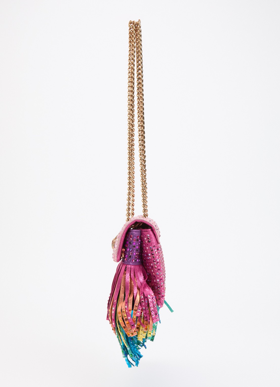 Kurt Geiger Mini Kensington Fringe schoudertas met strass en franjes - detail 3 roze