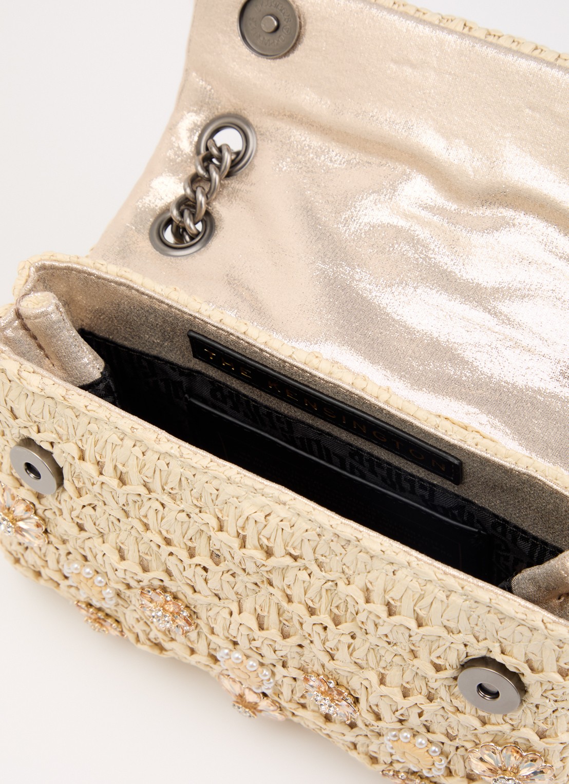 Kurt Geiger Mini Kensington schoudertas van raffia - detail 3 beige