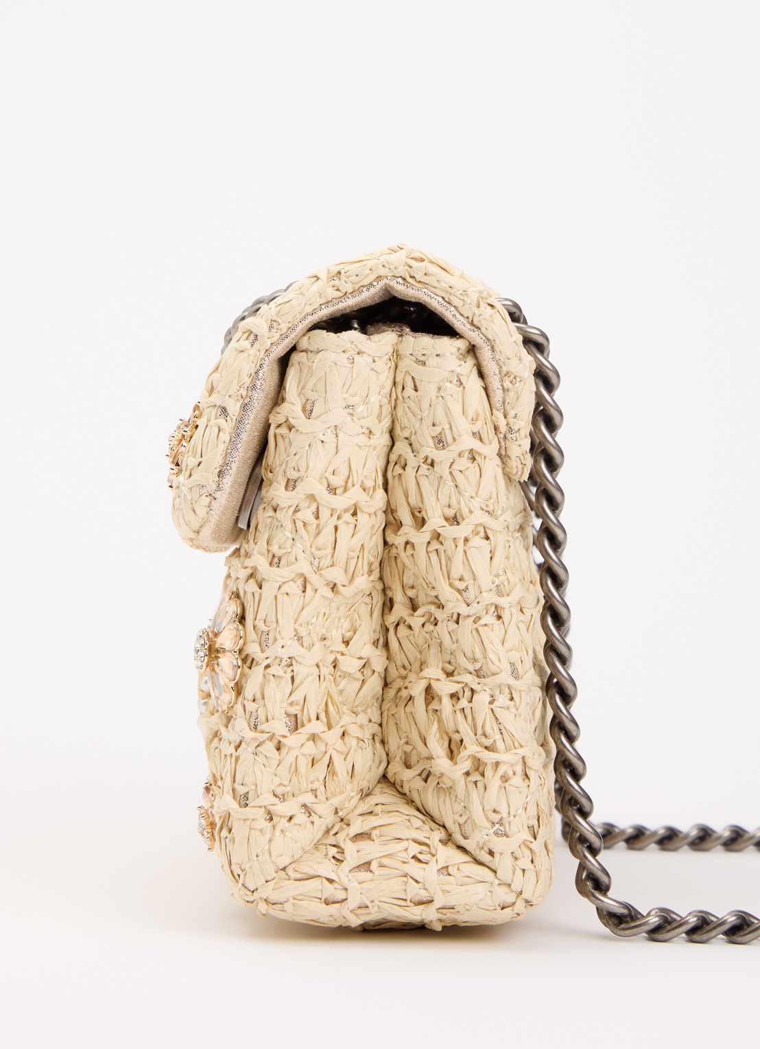 Kurt Geiger Mini Kensington schoudertas van raffia - detail 4 beige