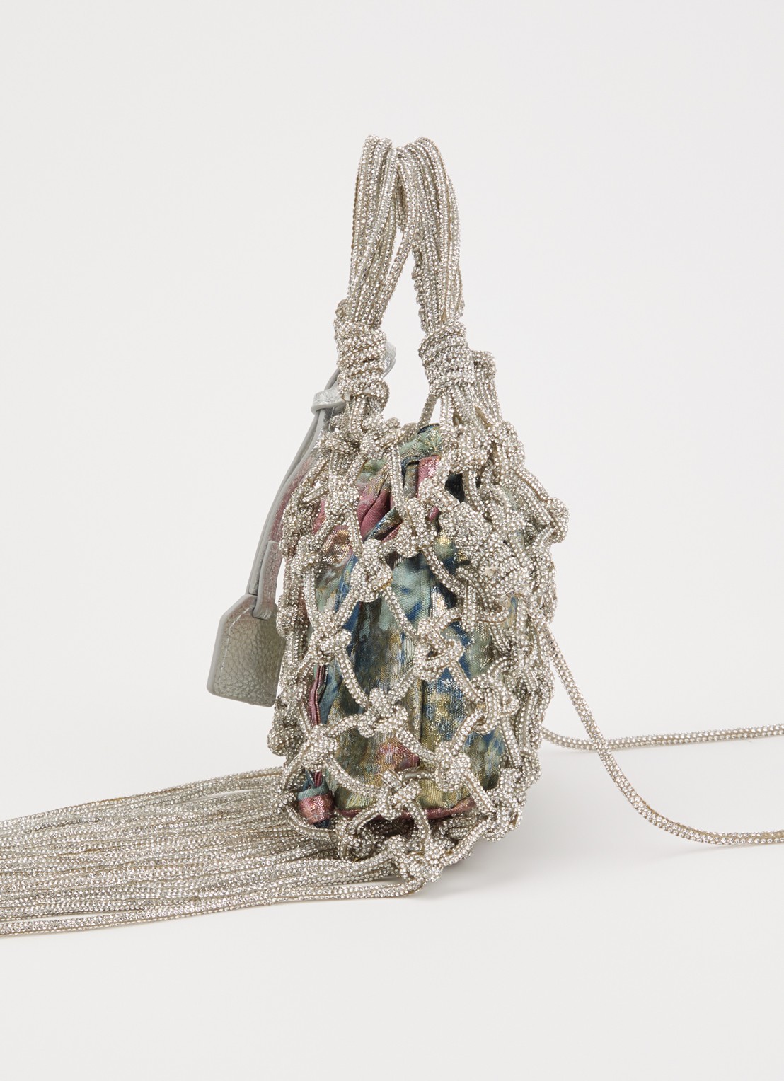 Kurt Geiger Mini Macrame crossbodytas met strass - detail 6 zilver