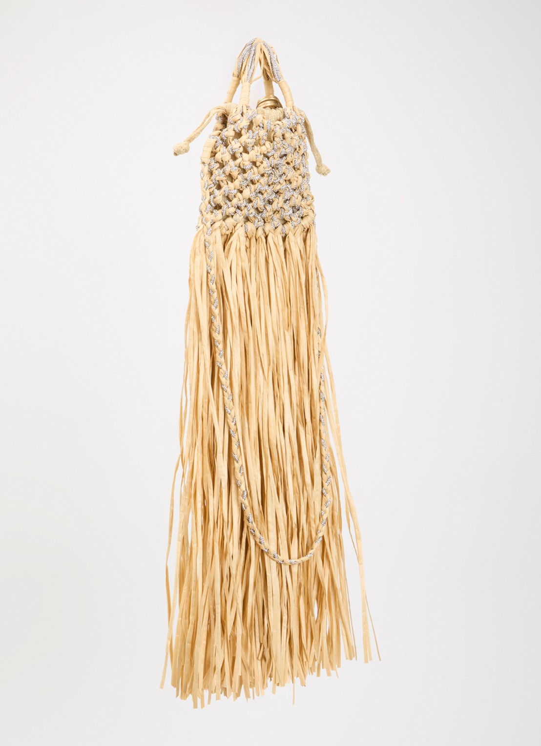 Kurt Geiger Mini Macrame crossbodytas met strass - achterkant 4 beige