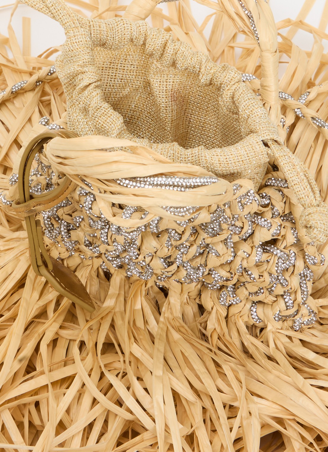 Kurt Geiger Mini Macrame crossbodytas met strass - detail 5 beige