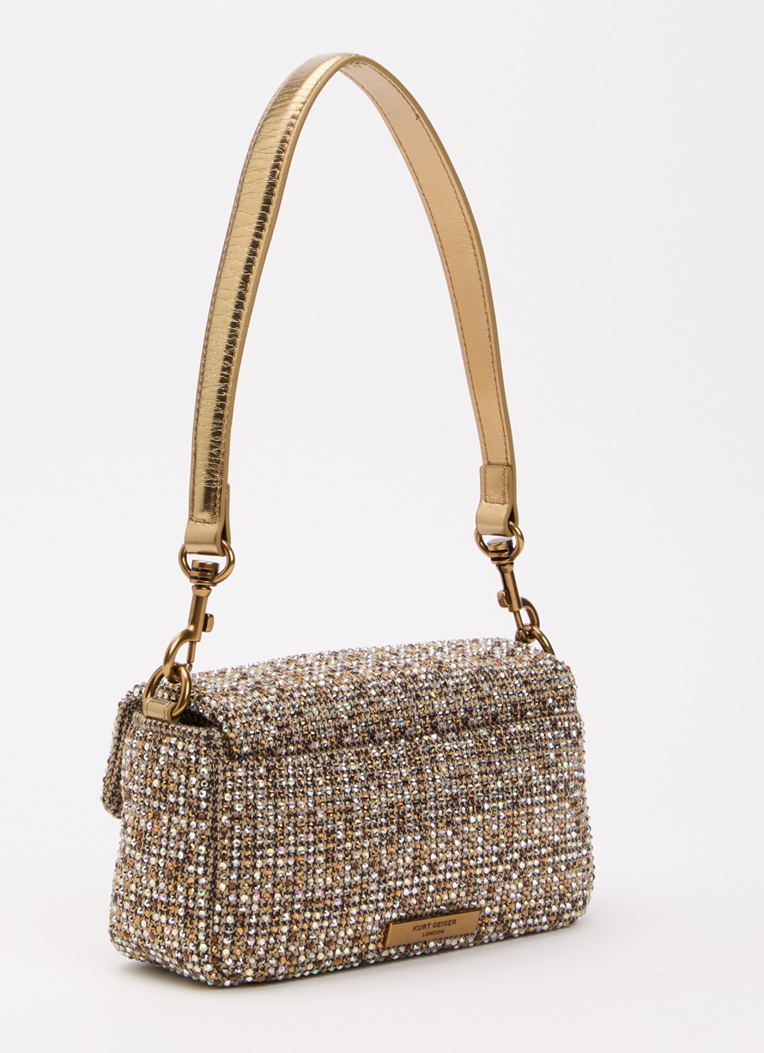 Kurt Geiger Mini Oxford schoudertas met strass - achterkant beige