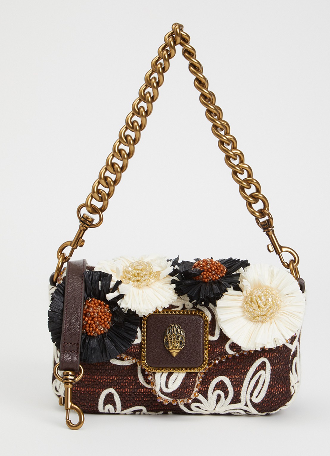 Kurt Geiger Mini pimlico flower schoudertas met afneembare schouderriem  - voorkant 5 donkerbruin
