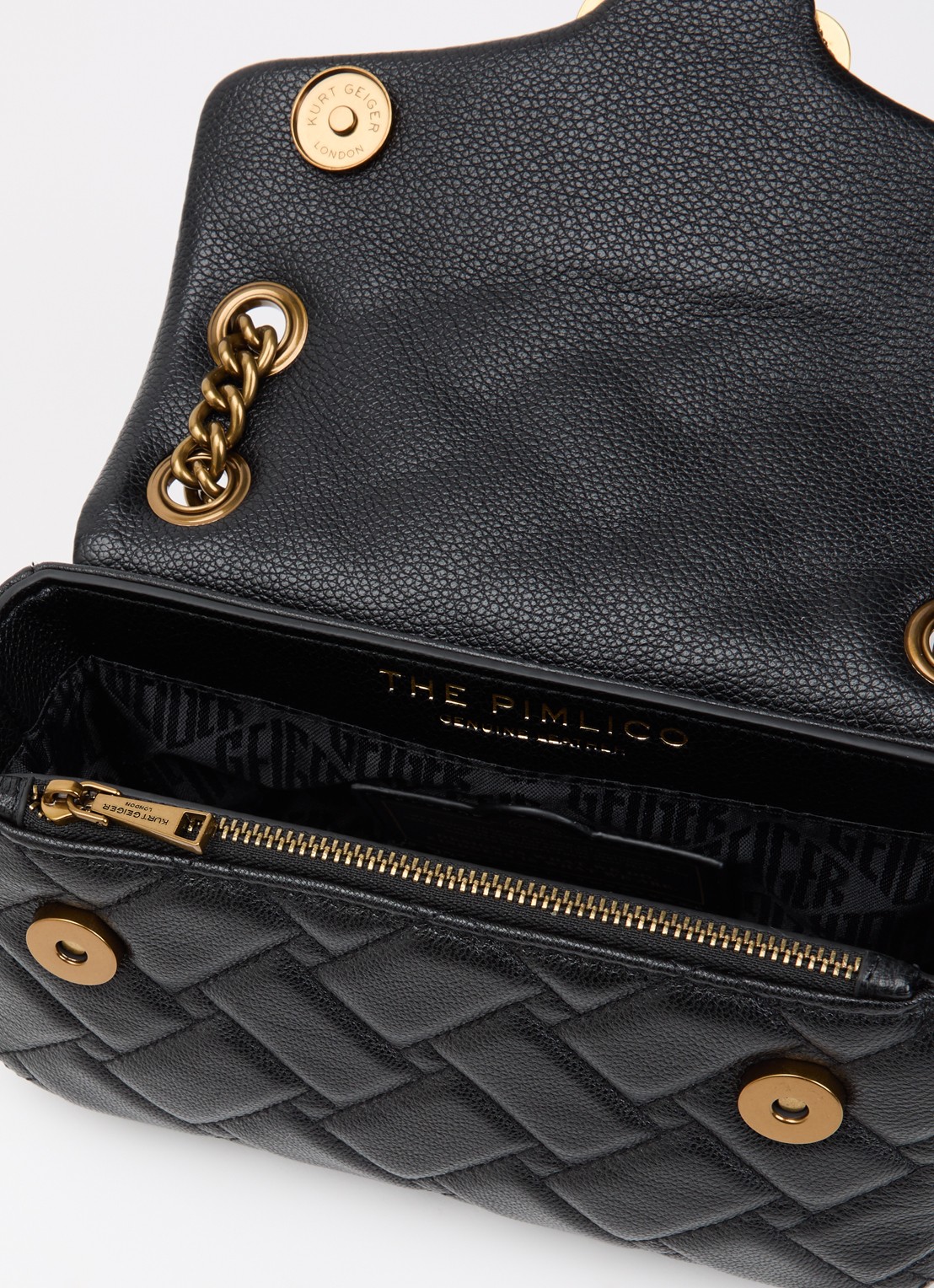 Kurt Geiger Mini Pimlico schoudertas van leer met afneembare schouderriem - detail zwart