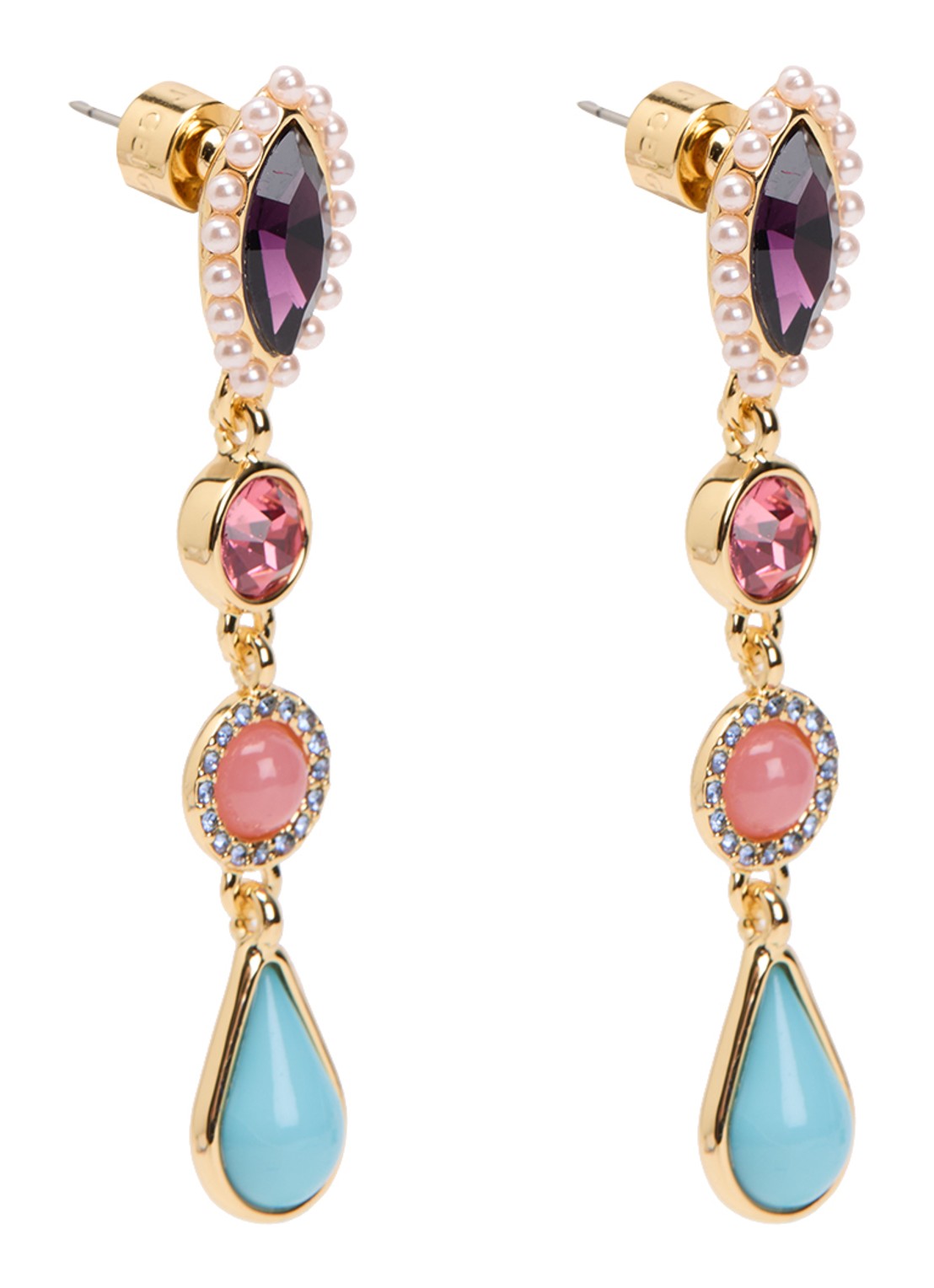 Kurt Geiger Mixed Gem Linears oorstekers met kristal - voorkant 2 goud