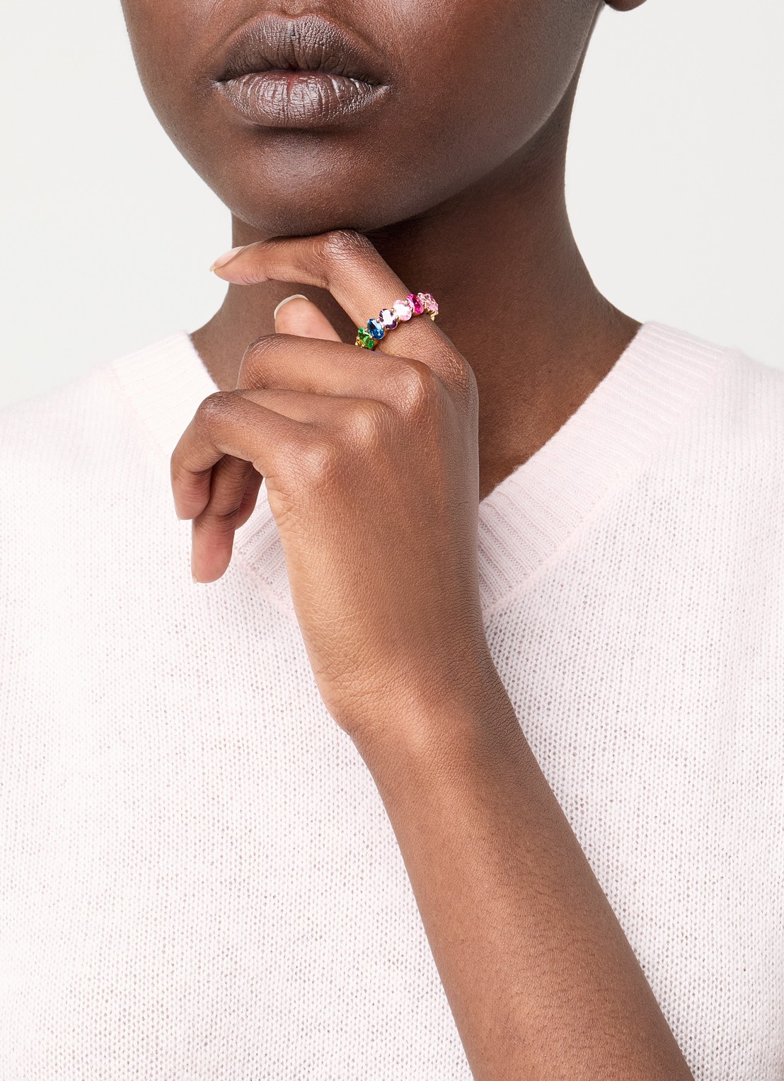 Kurt Geiger Oval Mix ring met kristal - voorkant 2 multicolor