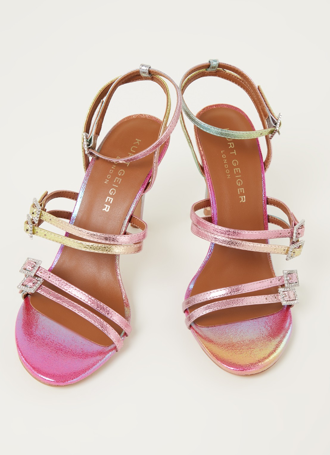 Kurt Geiger Pierra sandalette van leer  - detail 2 roze