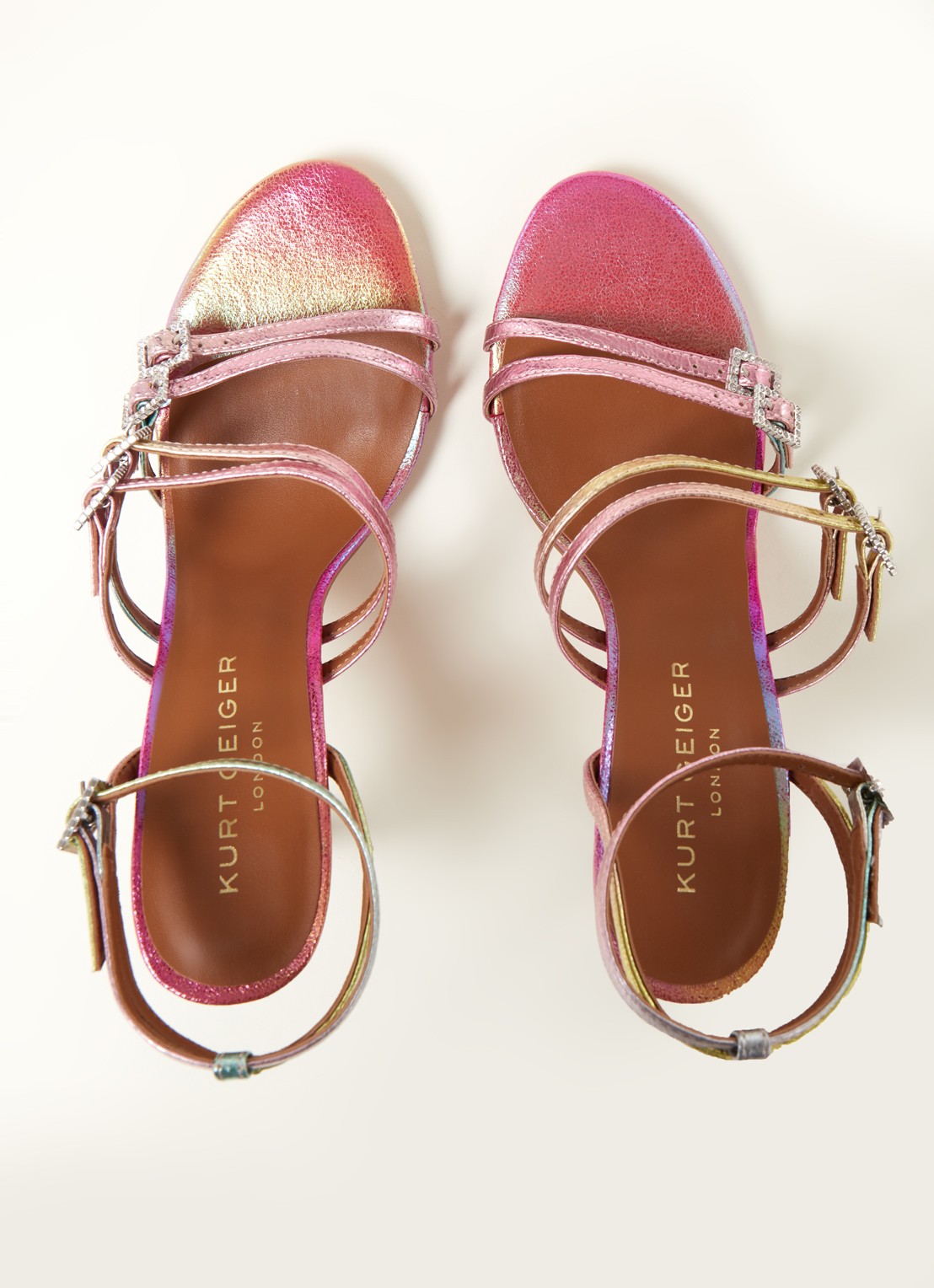 Kurt Geiger Pierra sandalette van leer  - detail 4 roze