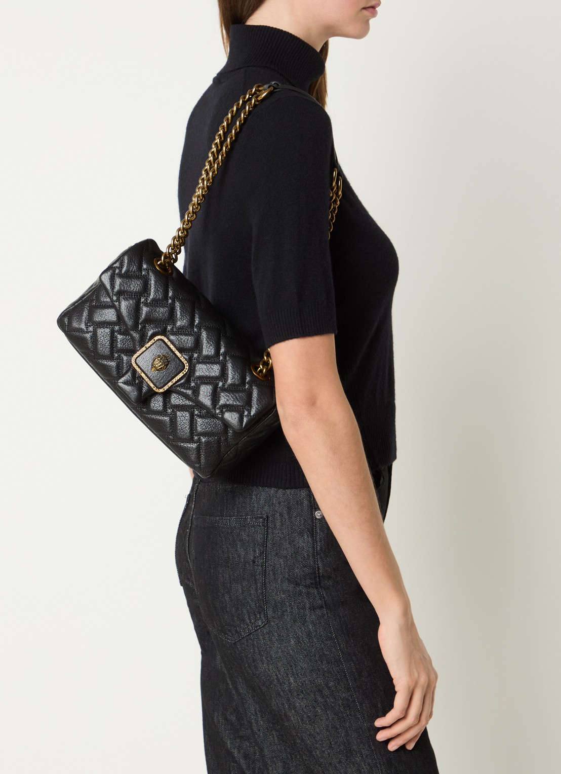 Kurt Geiger Pimlico schoudertas van leer - voorkant 6 zwart