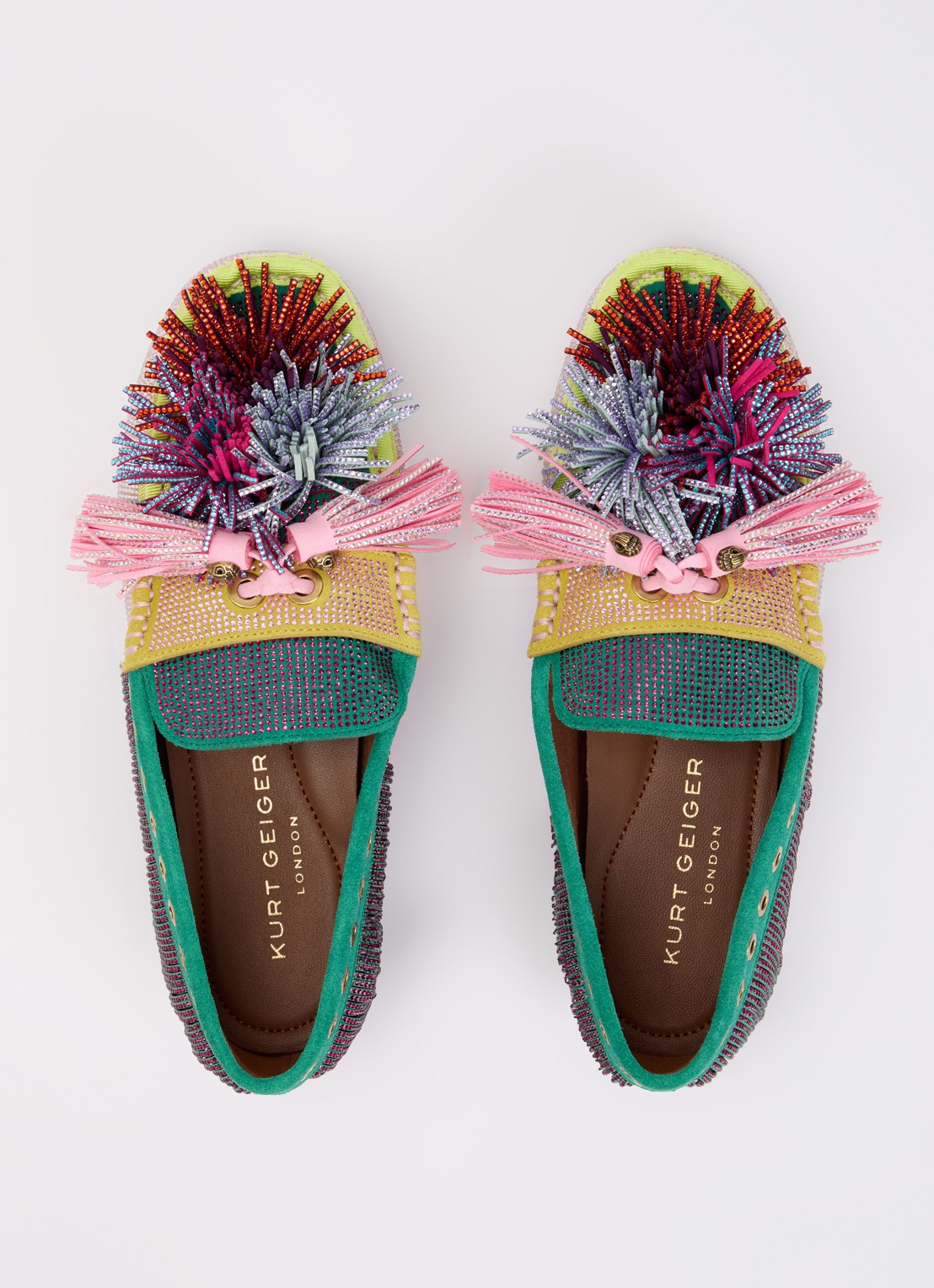 Kurt Geiger Pom Pom loafer van suède met strass en franjes - detail 4 multicolor