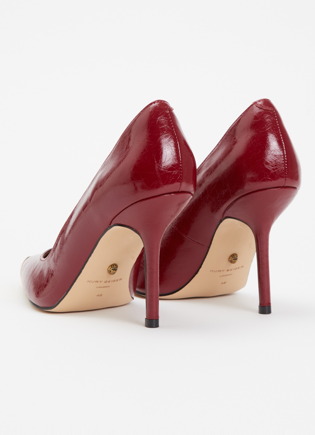 Kurt Geiger Regent Point pump van leer - achterkant bordeauxrood