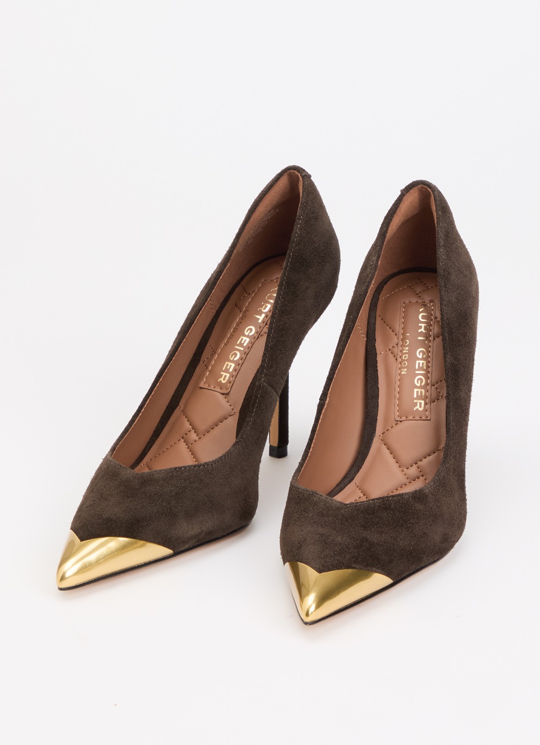 Kurt Geiger Regent Point pump van suède - detail 2 donkerbruin