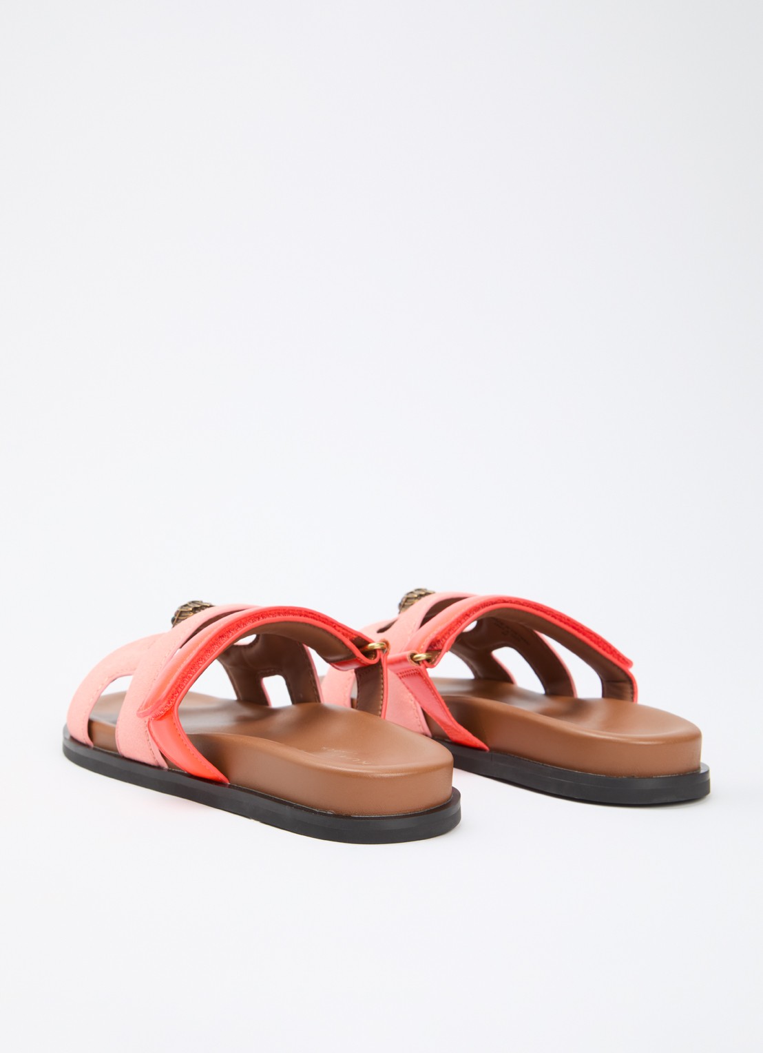 Kurt Geiger Sandaal van suède met details van leer - achterkant koraalroze