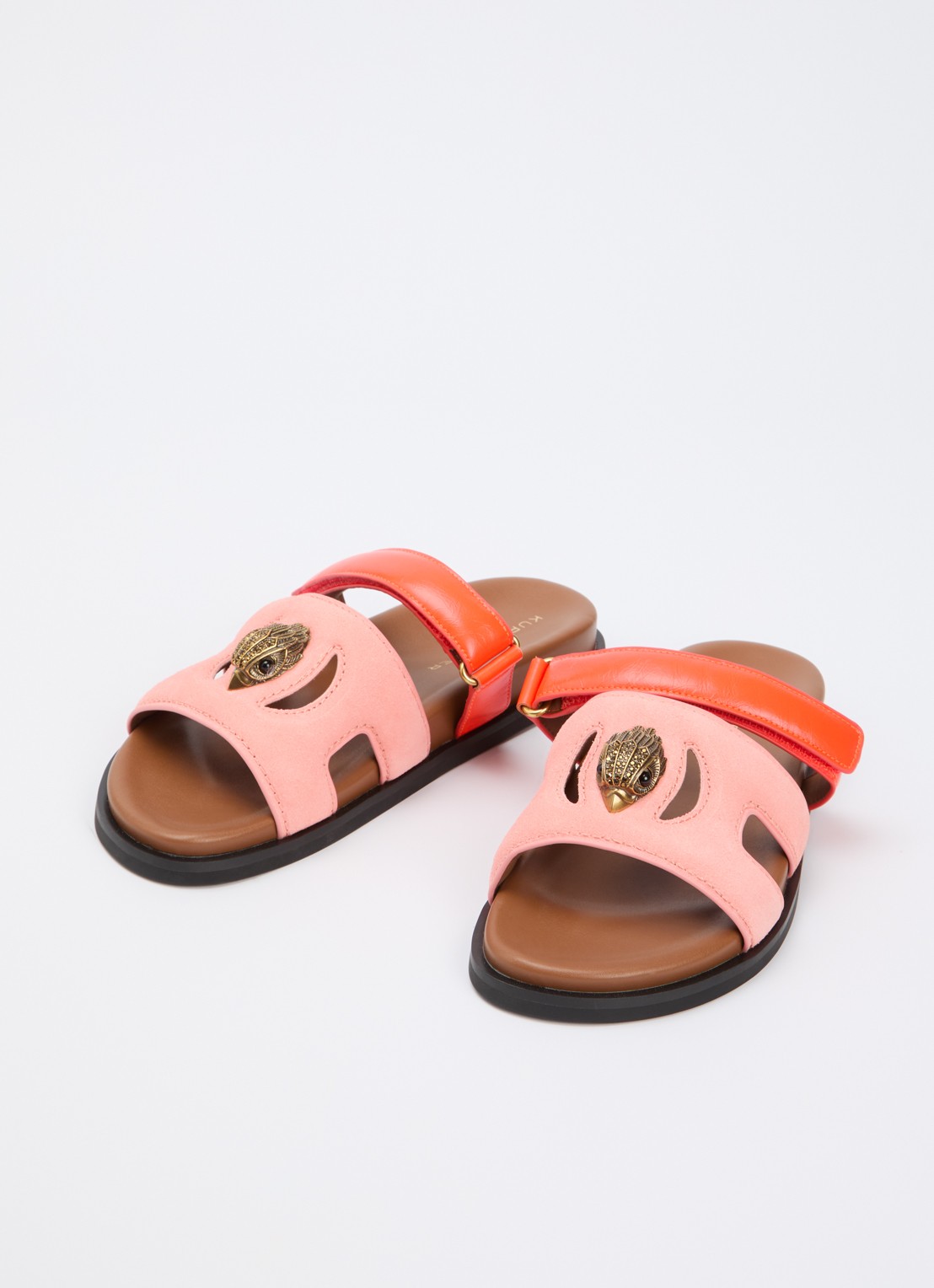 Kurt Geiger Sandaal van suède met details van leer - detail 2 koraalroze