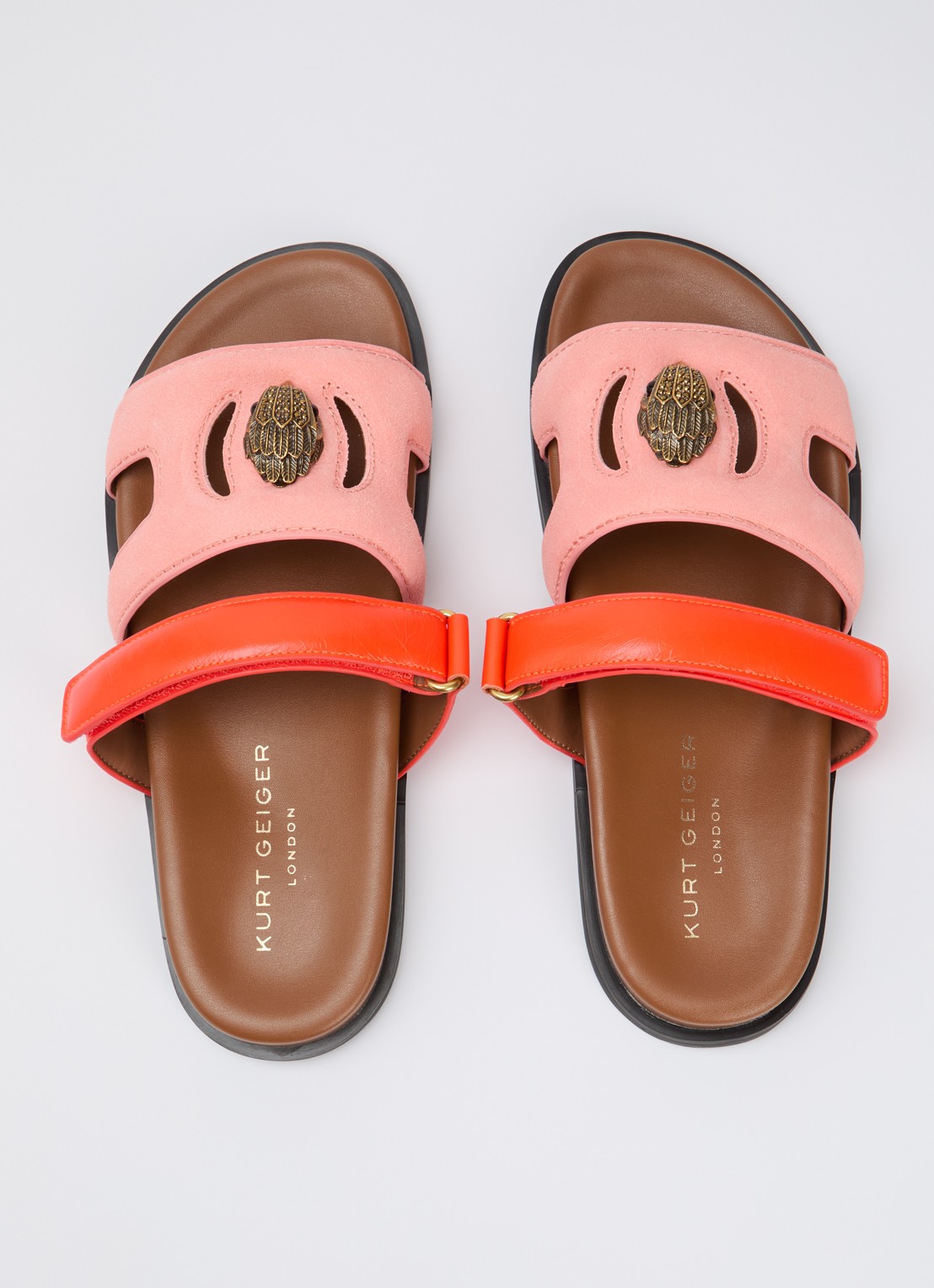 Kurt Geiger Sandaal van suède met details van leer - detail 3 koraalroze