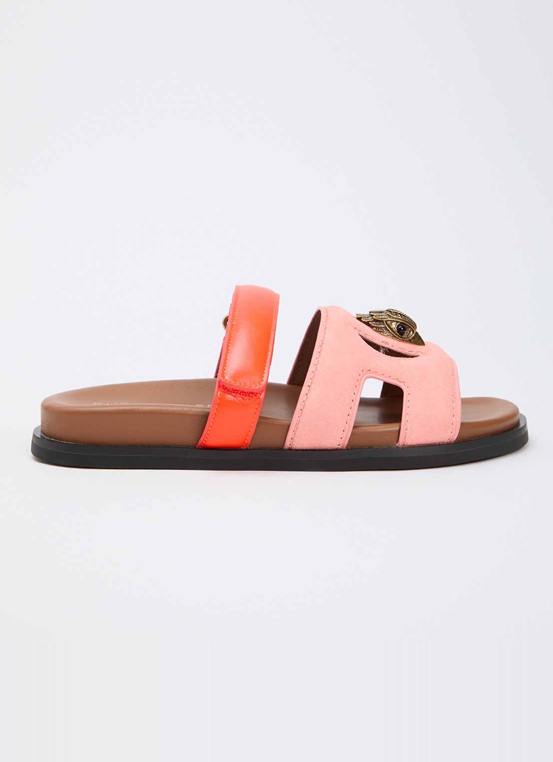 Kurt Geiger Sandaal van suède met details van leer - voorkant 5 koraalroze