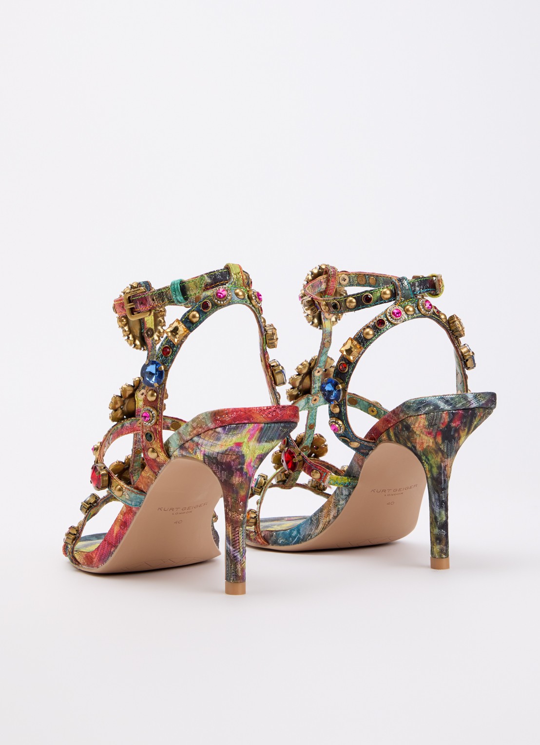 Kurt Geiger Sandalette met strass en studs  - achterkant multicolor