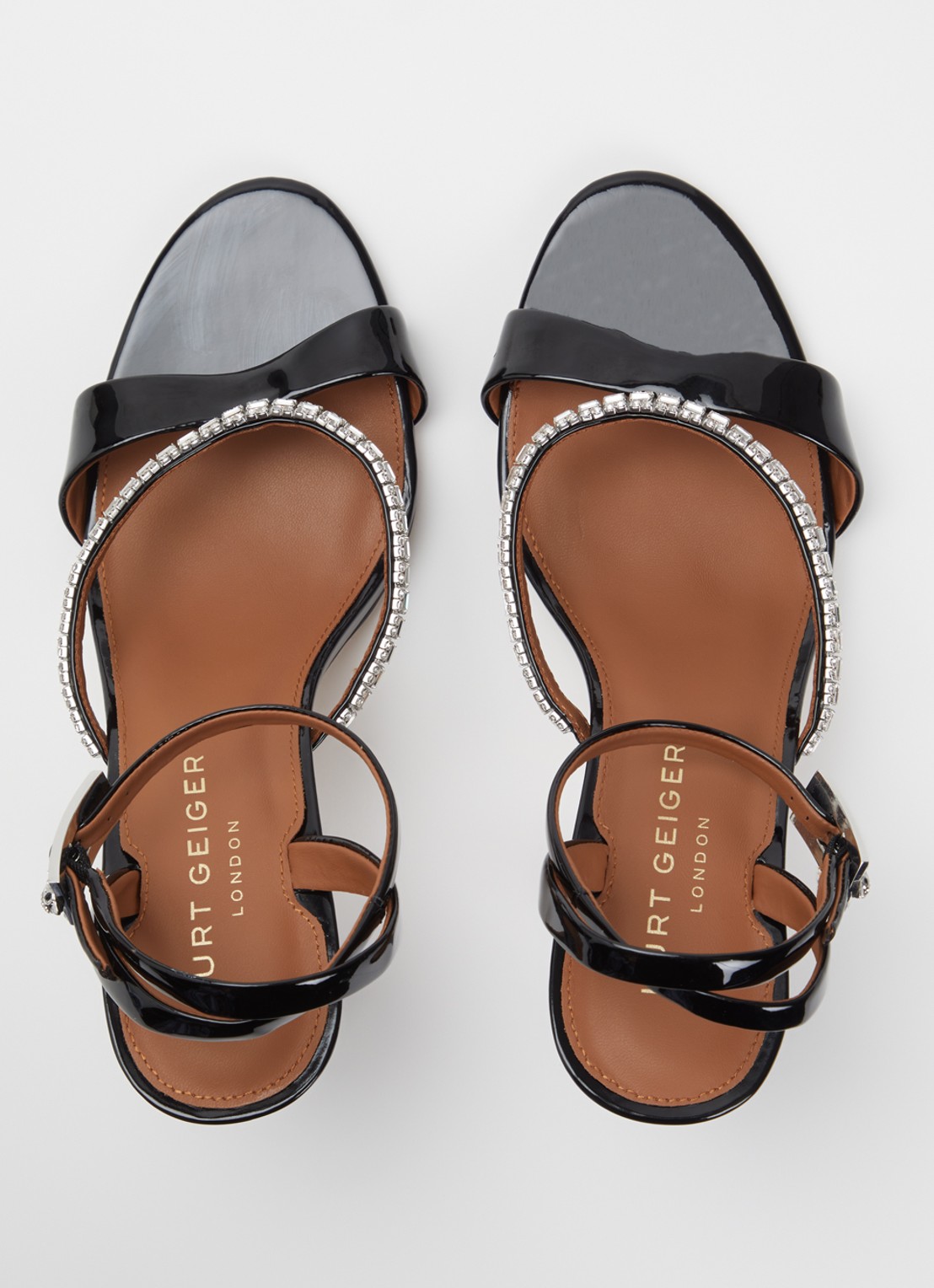 Kurt Geiger Sandalette van lakleer met strass - detail 4 zwart