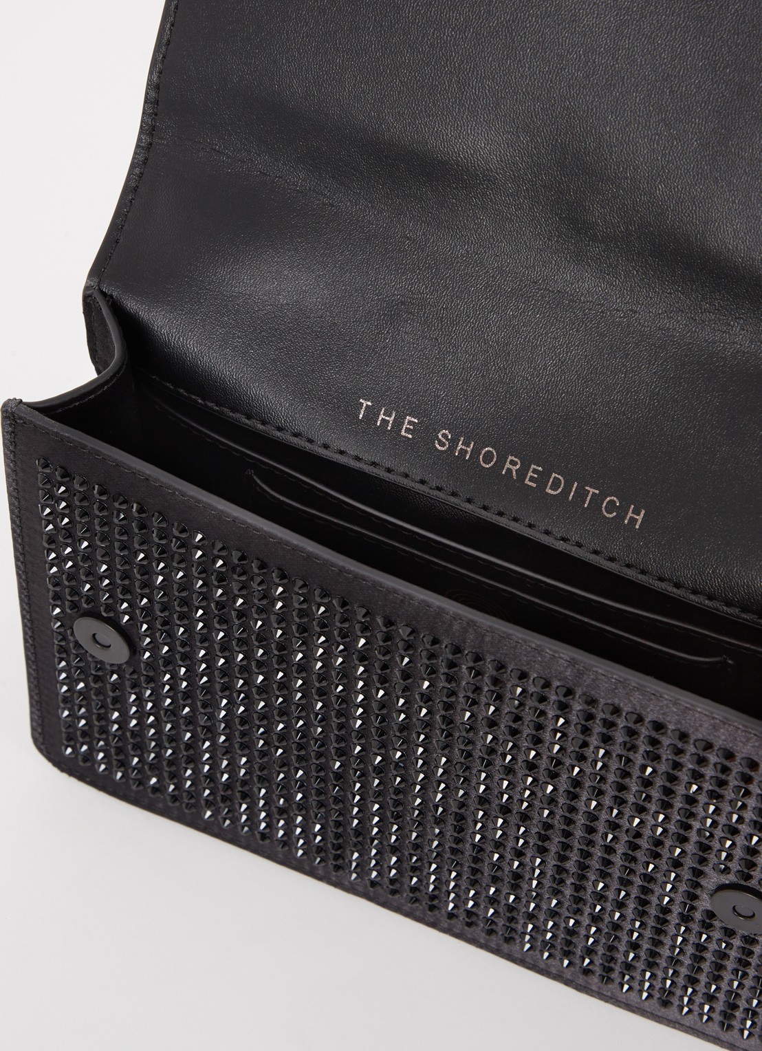 Kurt Geiger Shoreditch crossbodytas van satijn met strass en uitneembaar etui  - detail 5 zwart
