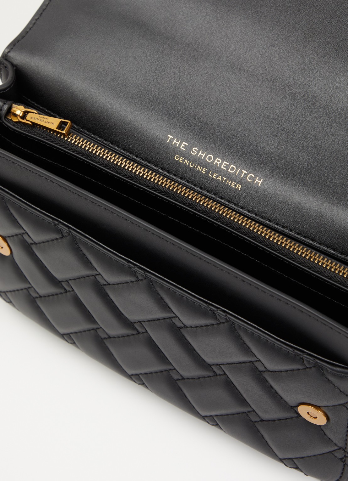 Kurt Geiger Shoreditch East West schoudertas van leer met afneembare schouderriem - detail 2 zwart