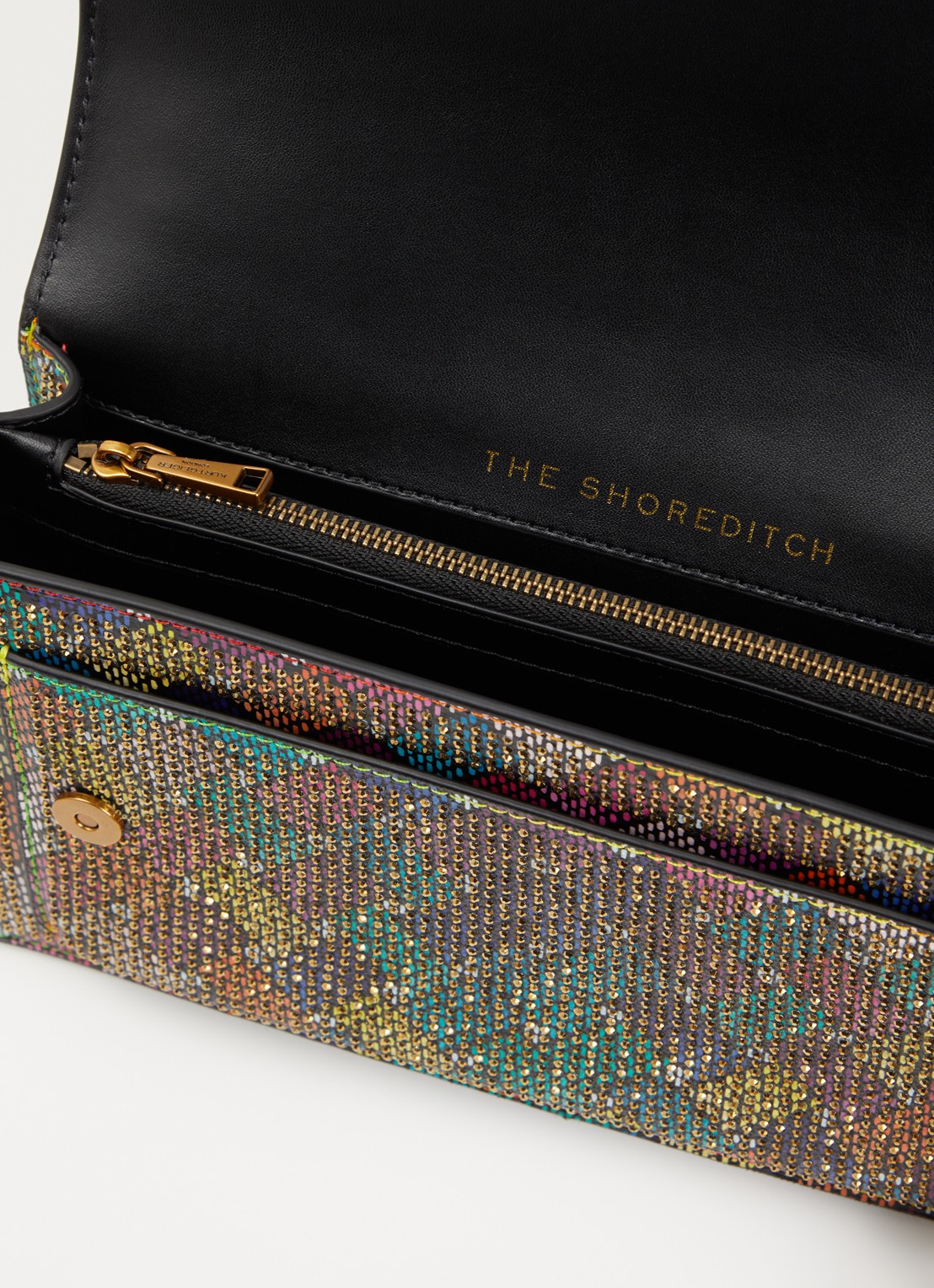 Kurt Geiger Shoreditch Kurt schoudertas van strass met afneembare schouderriem - detail zwart
