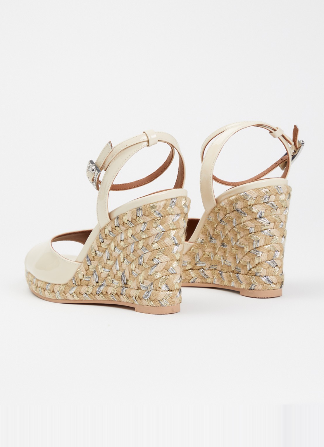 Kurt Geiger Sleehak van lakleer met metallic details - achterkant ivoor