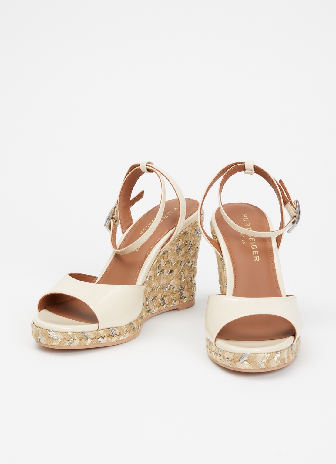 Kurt Geiger Sleehak van lakleer met metallic details - detail 2 ivoor