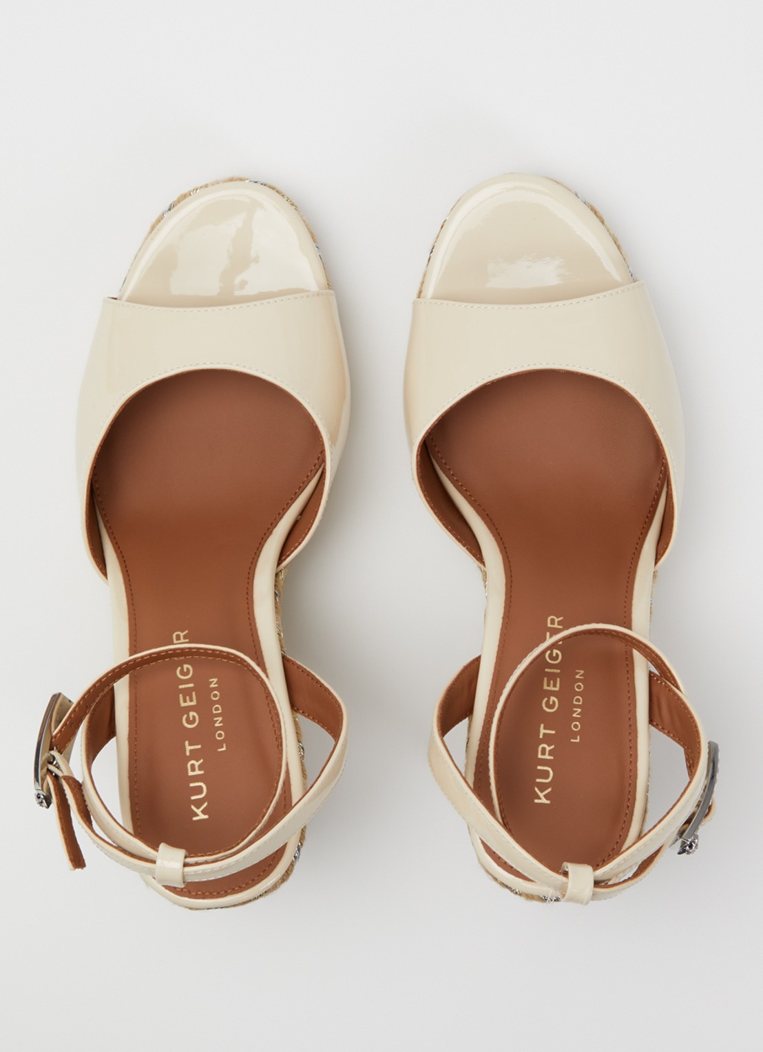 Kurt Geiger Sleehak van lakleer met metallic details - detail 3 ivoor