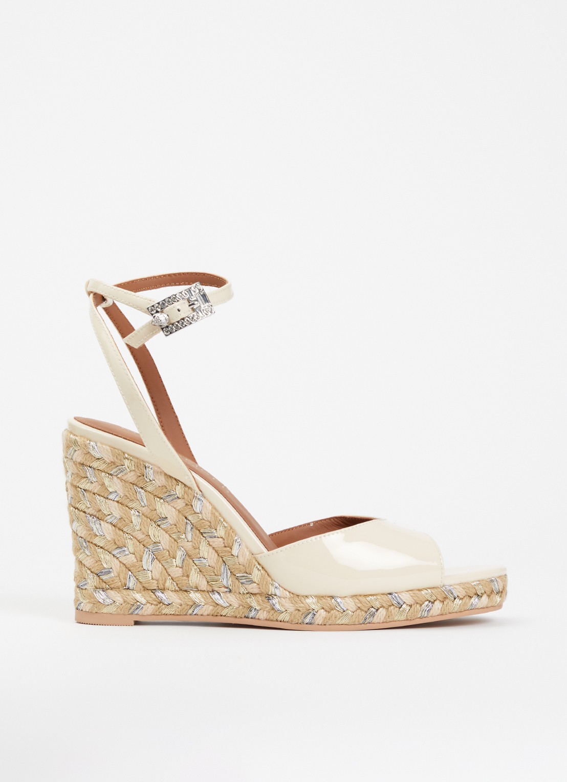 Kurt Geiger Sleehak van lakleer met metallic details - voorkant 5 ivoor