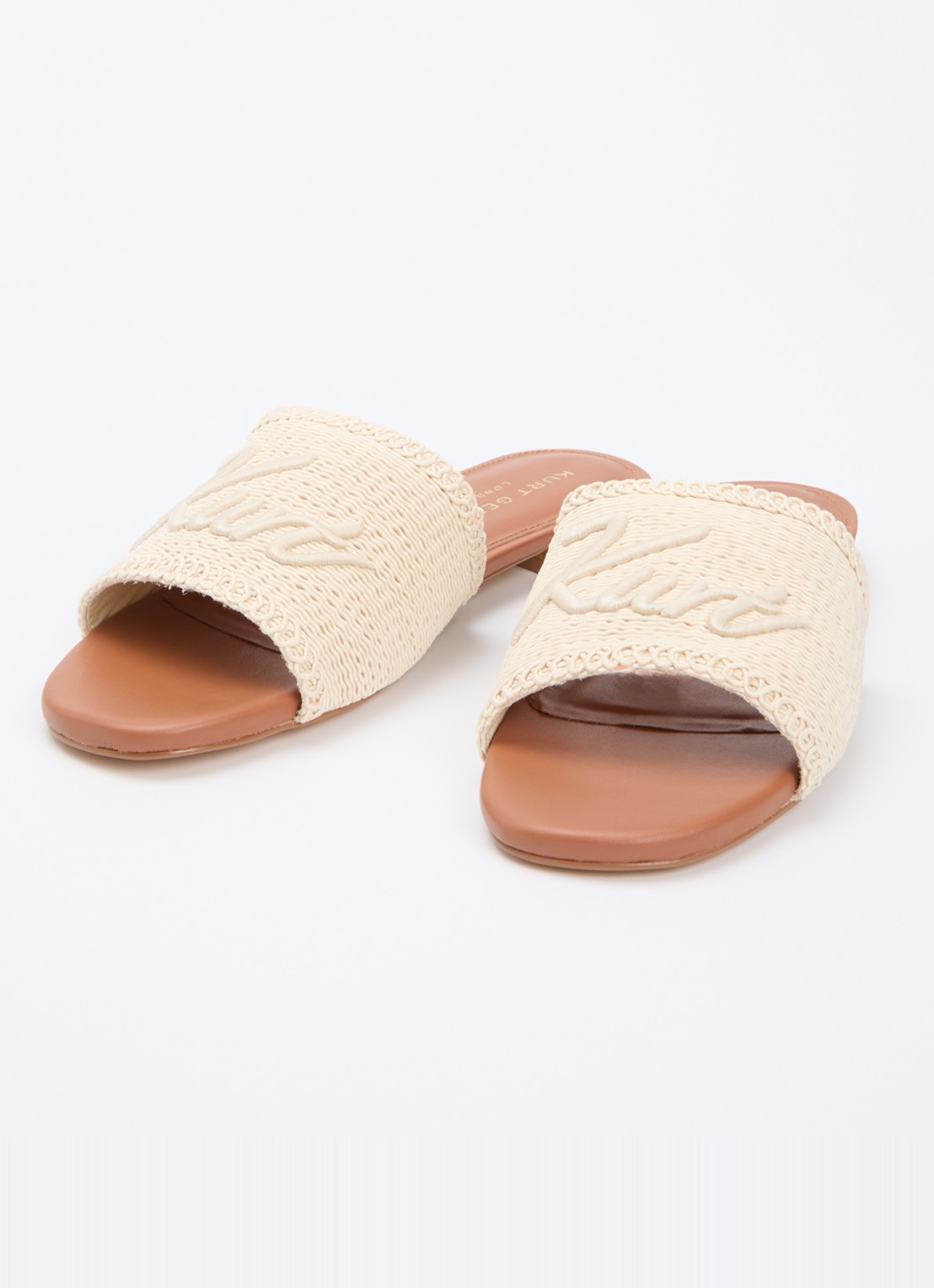 Kurt Geiger Slipper met logo en strass - detail creme