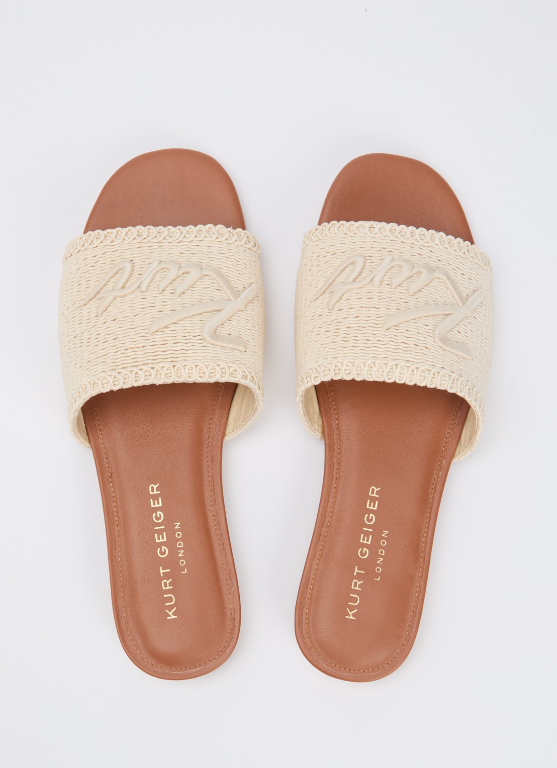 Kurt Geiger Slipper met logo en strass - detail 2 creme