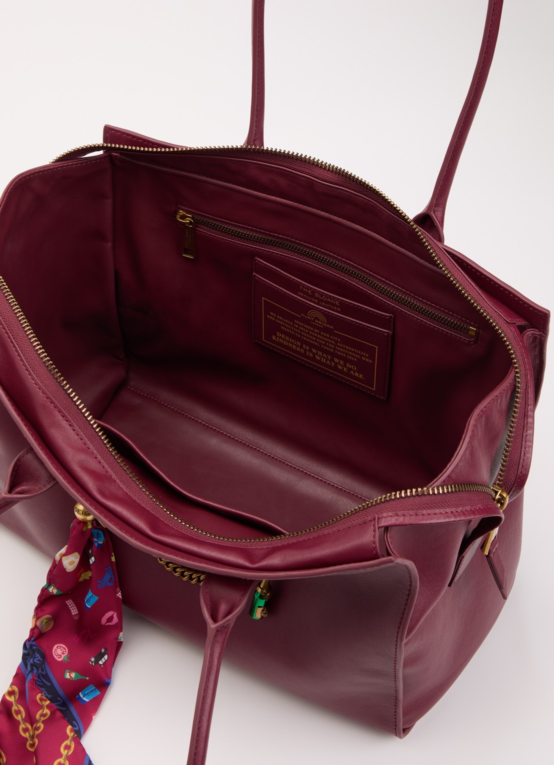 Kurt Geiger Sloane shopper van leer - detail 2 bordeauxrood