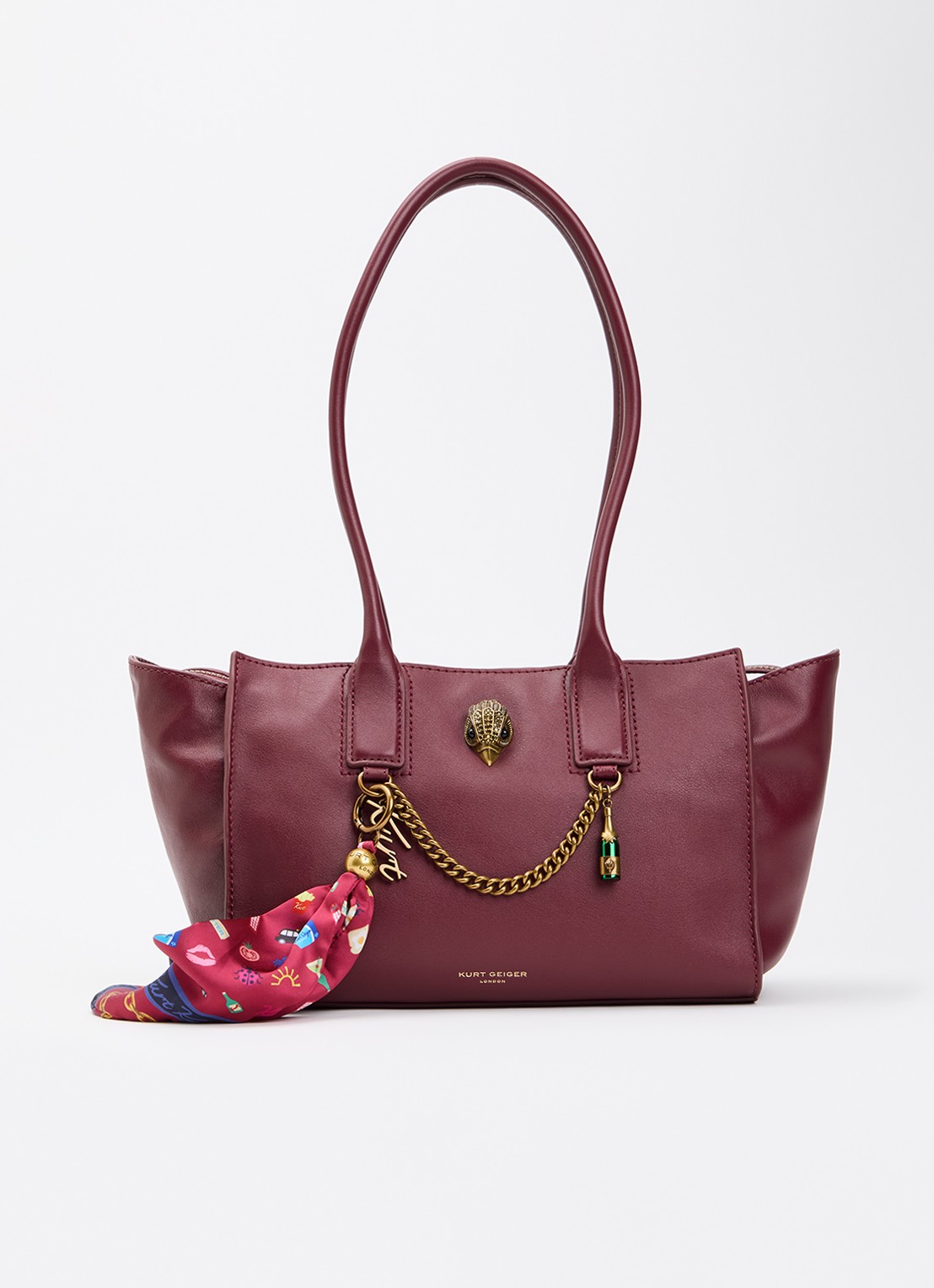 Kurt Geiger Sloane shopper van leer - voorkant 5 bordeauxrood