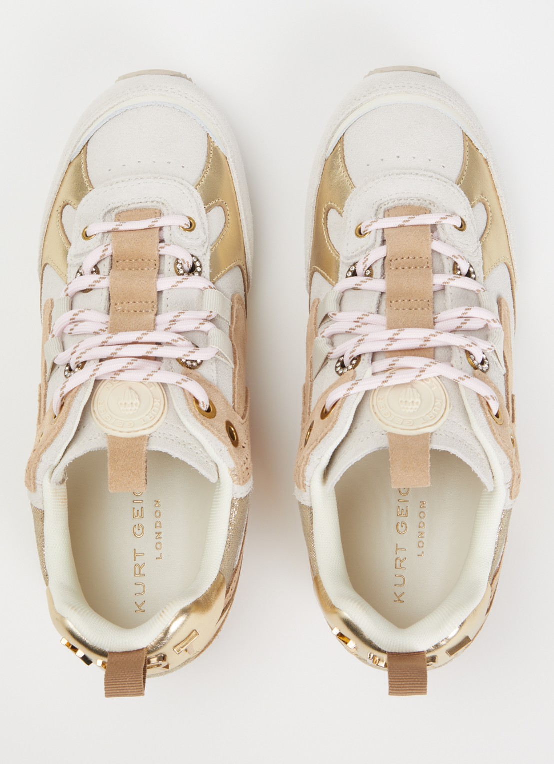 Kurt Geiger Sneaker van suède met metallic details - detail 4 beige