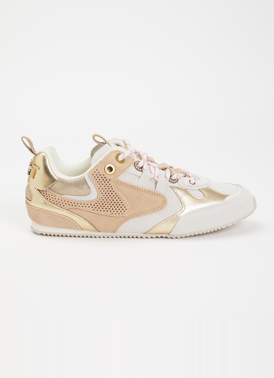 Kurt Geiger Sneaker van suède met metallic details - voorkant beige