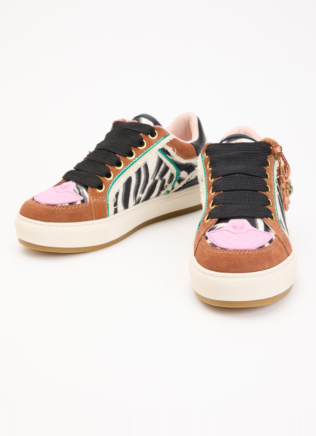Kurt Geiger Southbank sneaker met dierenprint en leren details - detail 2 bruin