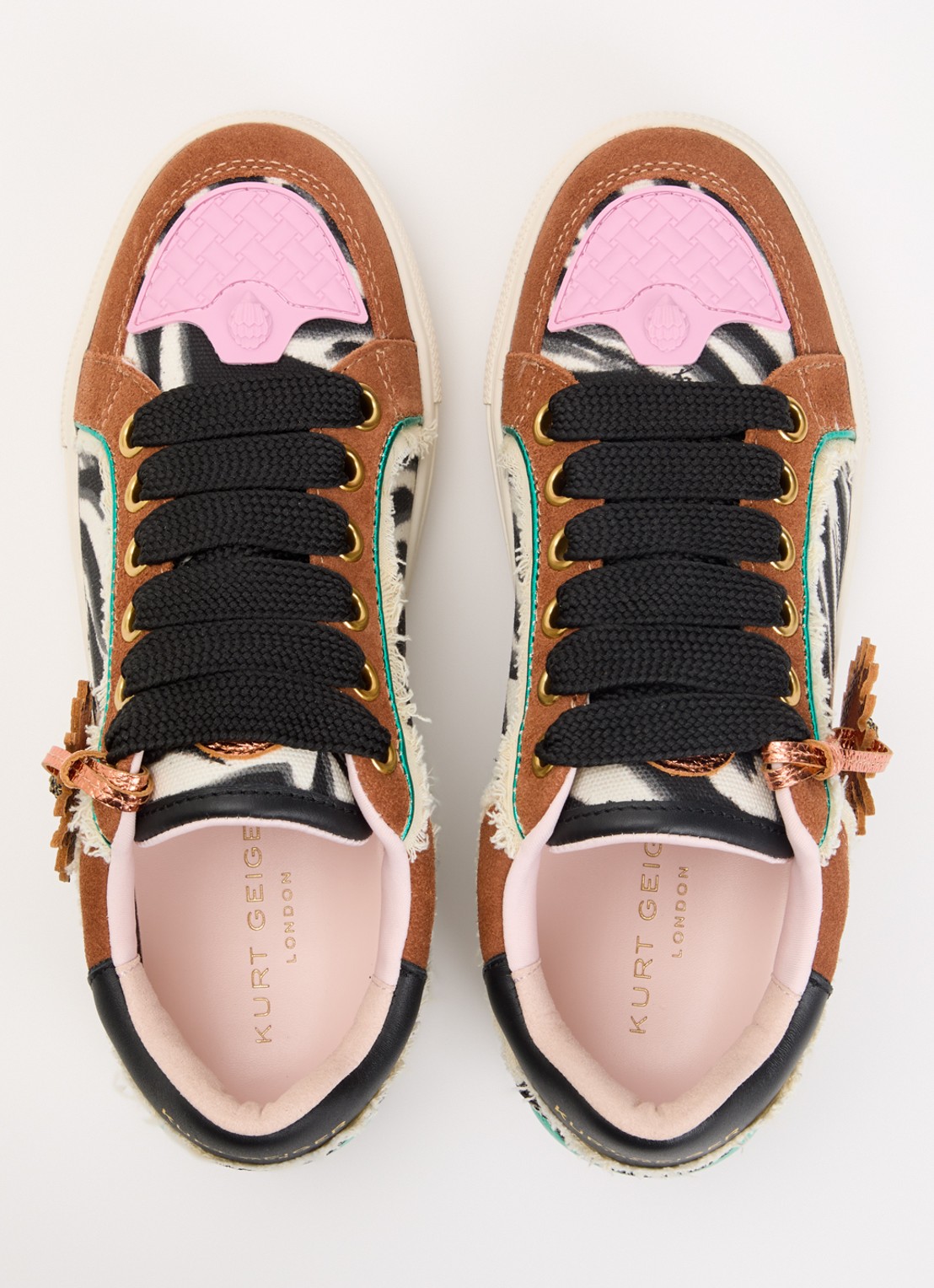 Kurt Geiger Southbank sneaker met dierenprint en leren details - detail 3 bruin