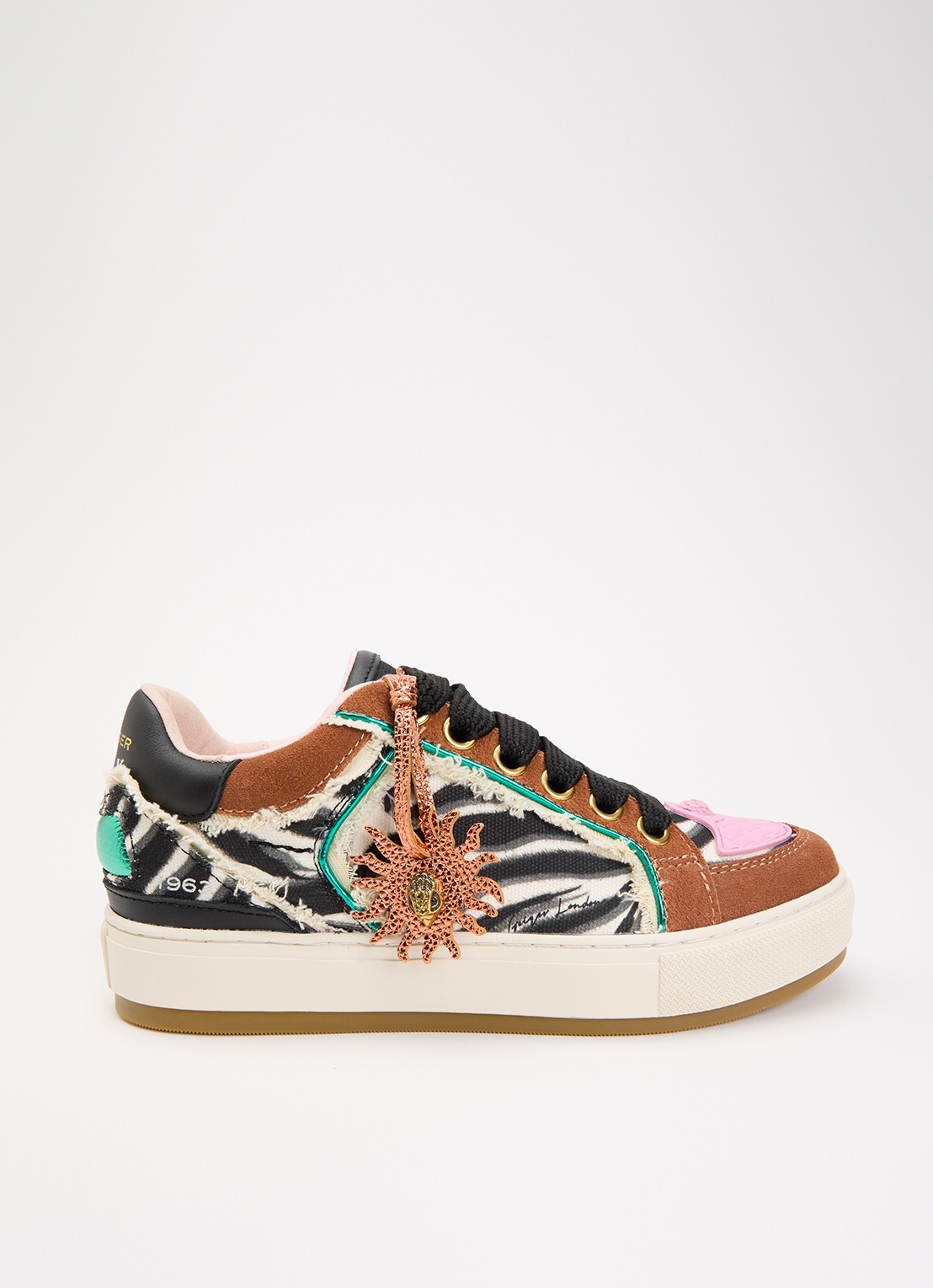 Kurt Geiger Southbank sneaker met dierenprint en leren details - voorkant 5 bruin