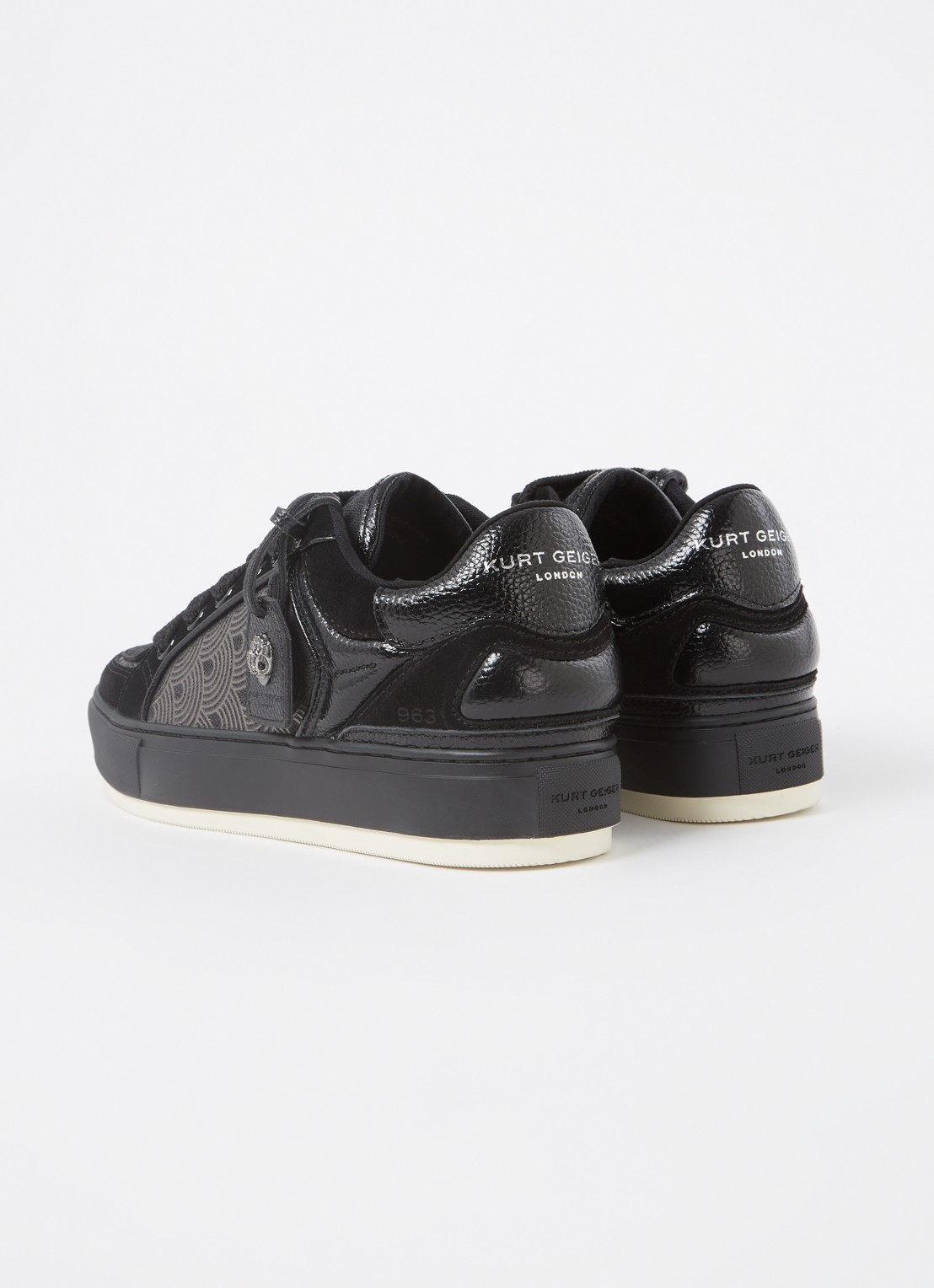 Kurt Geiger Southbank sneaker met suède details - achterkant zwart