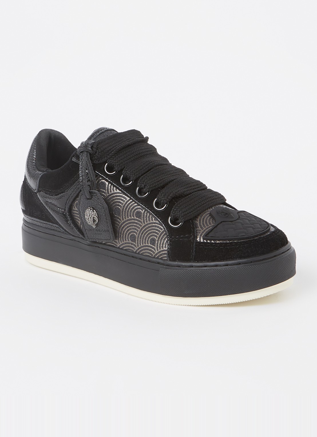 Kurt Geiger Southbank sneaker met suède details - voorkant 2 zwart