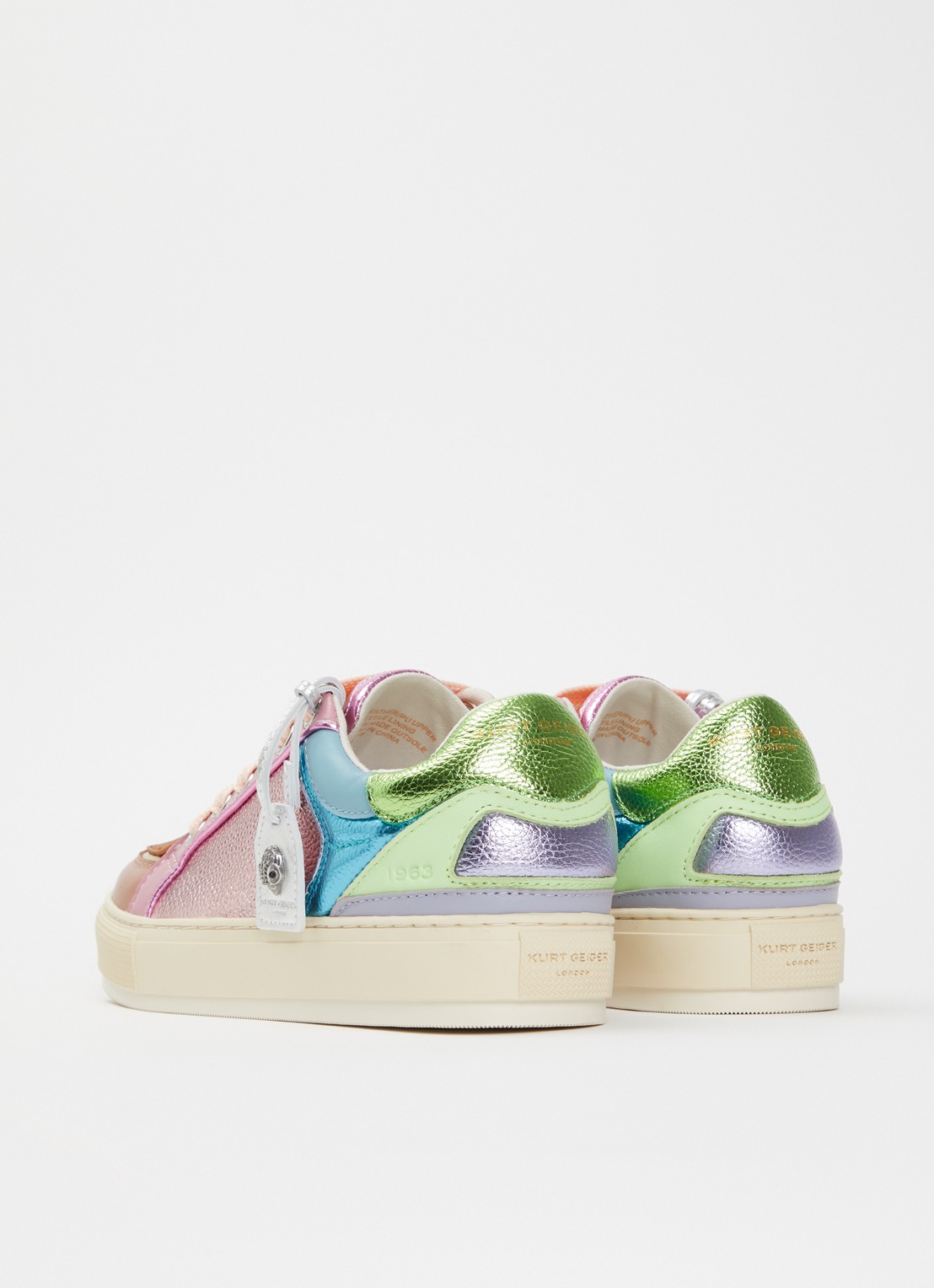 Kurt Geiger Southbank sneaker van leer met metallic finish - achterkant multicolor