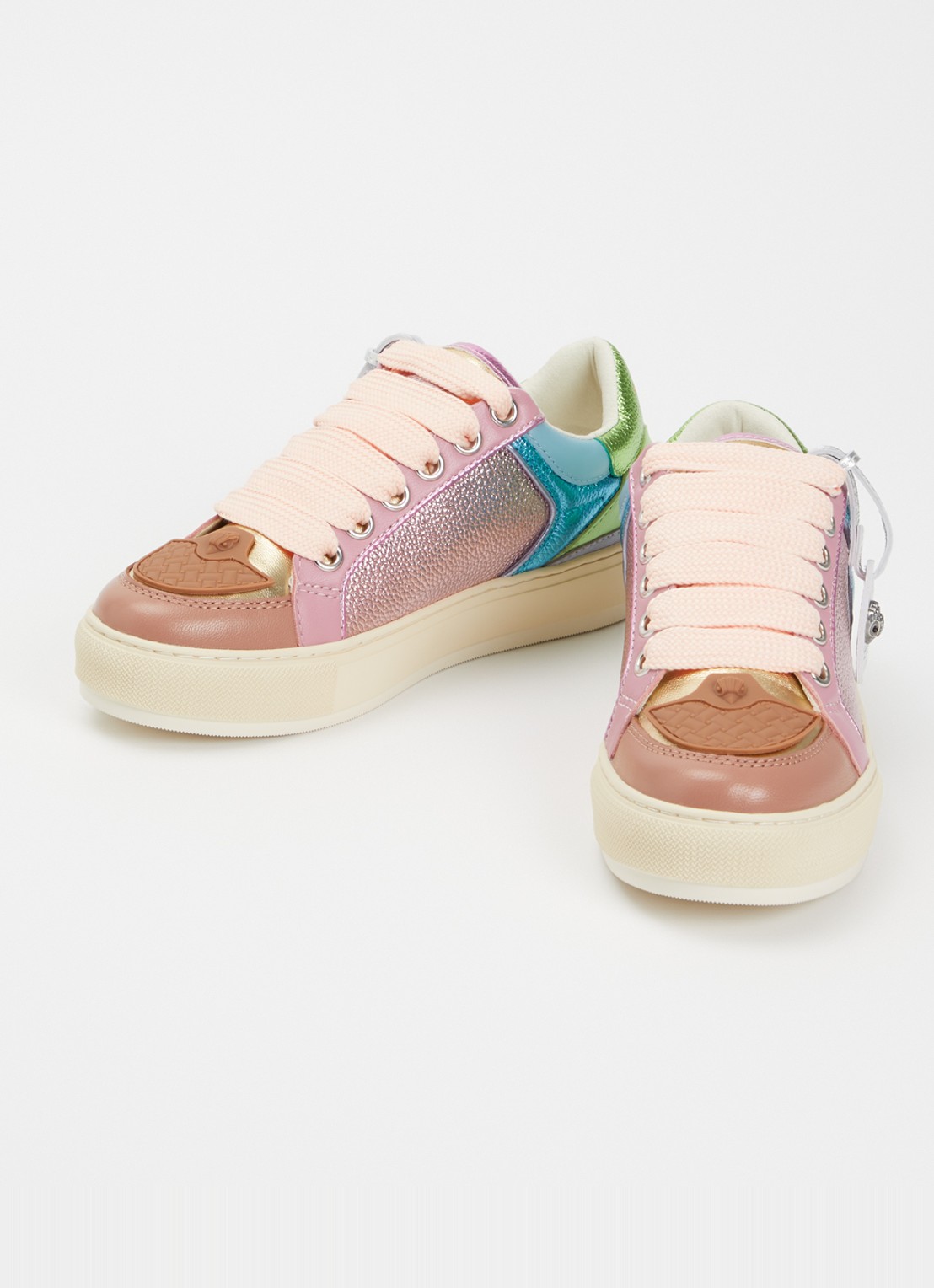 Kurt Geiger Southbank sneaker van leer met metallic finish - detail 3 multicolor